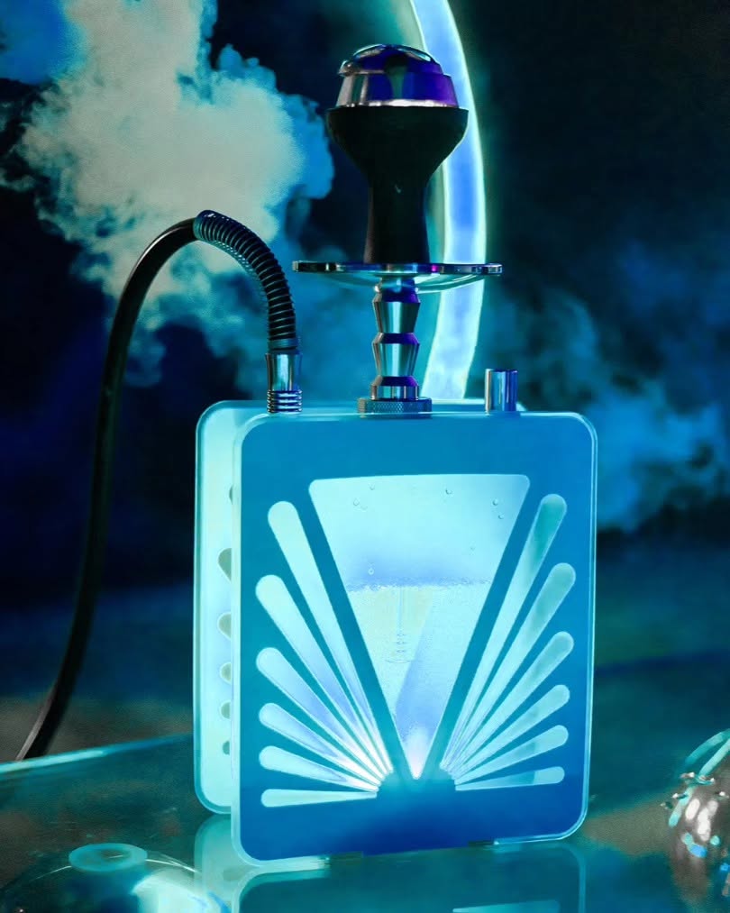 10 Best Shisha in Penang: Exciting Island Hookah Experience 8 Glowing blue premium shisha pipe at Sphere Rooftop Bar in George Town Penang