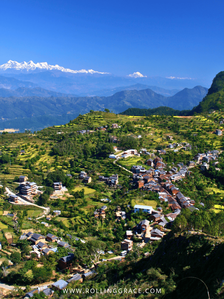 Hilltop Newari town of Bandipur with Himalayan views in Nepal