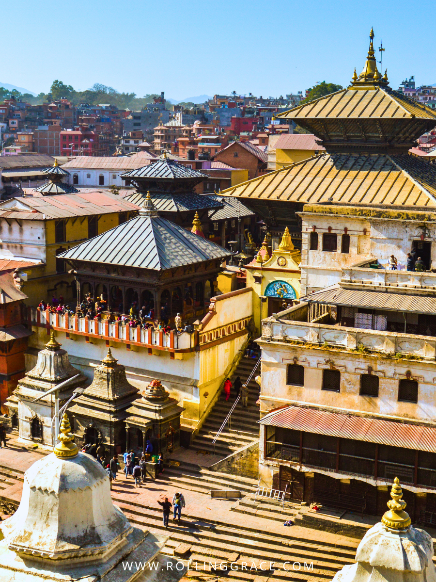 Rooftops of Pashupatinath Hindu temple complex by the Bagmati River Kathmandu Nepal