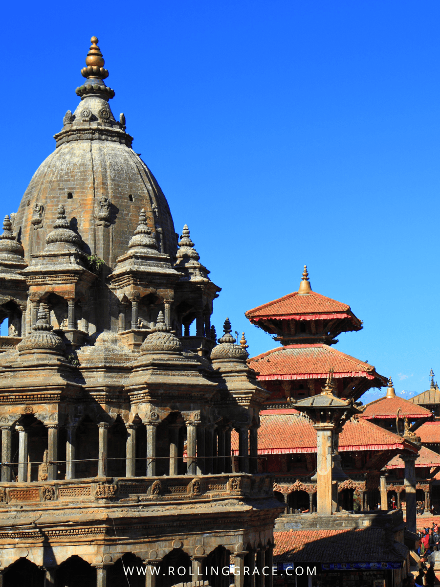Stone and pagoda temples of Patan Durbar Square in the Kathmandu Valley Nepal