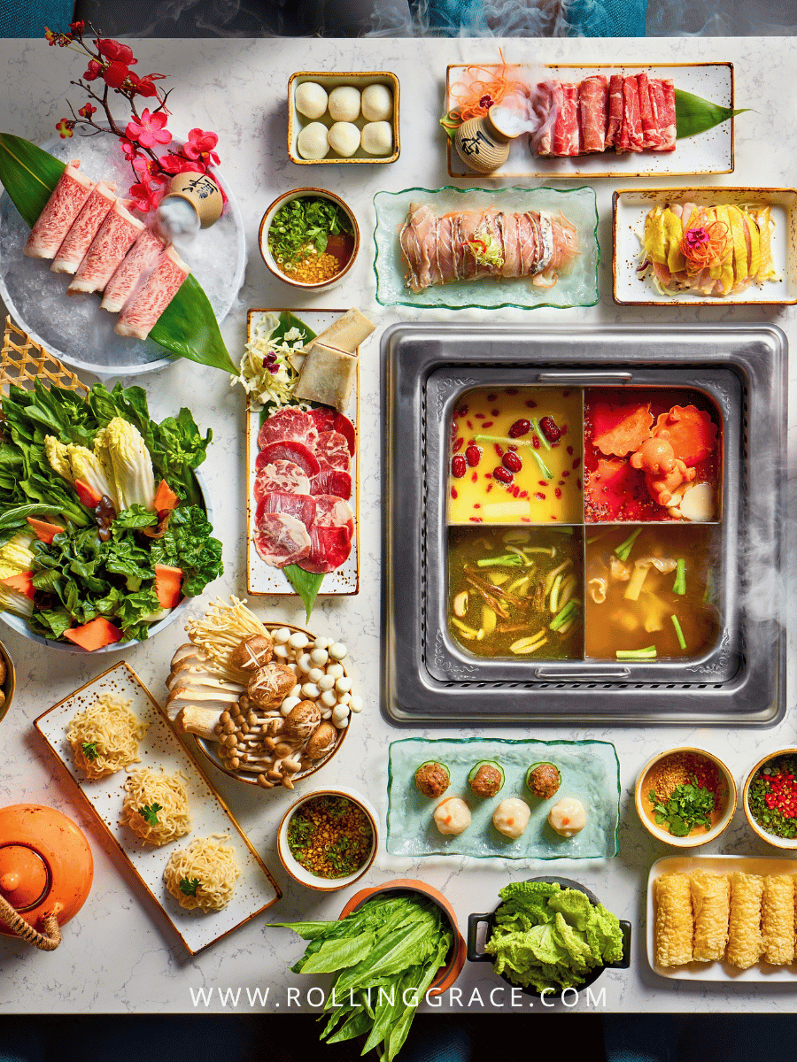 Hotpot set with dipping sauces at Sichuan Kitchen in Four Points by Sheraton Kuala Lumpur City Centre for Eat Out with Marriott Bonvoy Malaysia