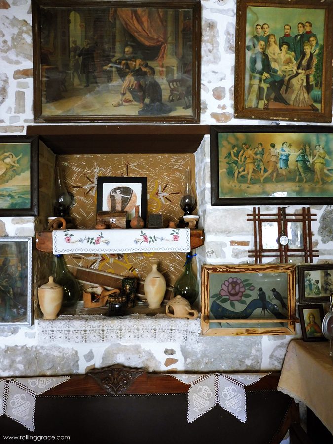 Exploring Kos Greece: 10 Most Stunning Things to Do 14 Restored room with framed photographs and traditional furnishings inside a heritage house in Antimachia at Kos Island Greece