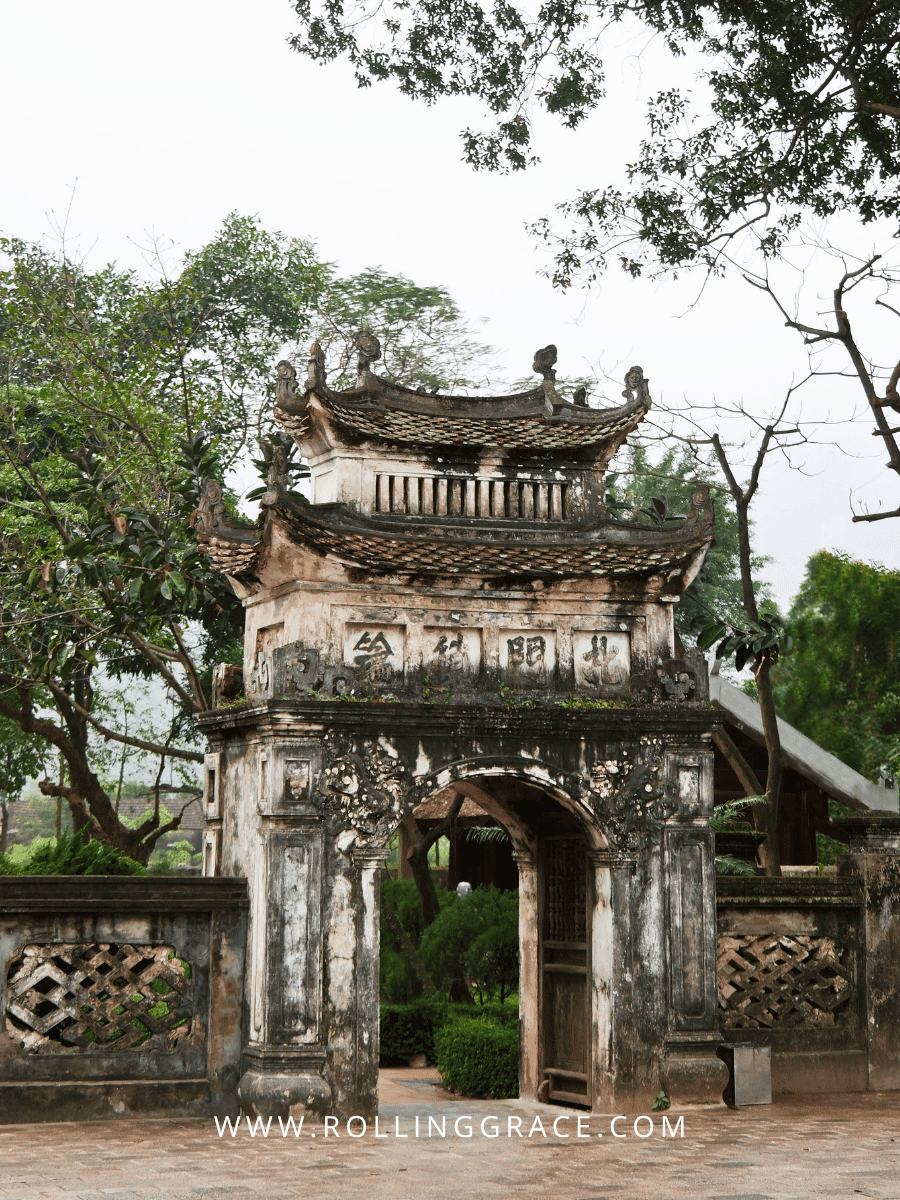Ancient stone gate entrance to Hoa Lu Ancient Capital in Ninh Binh Vietnam