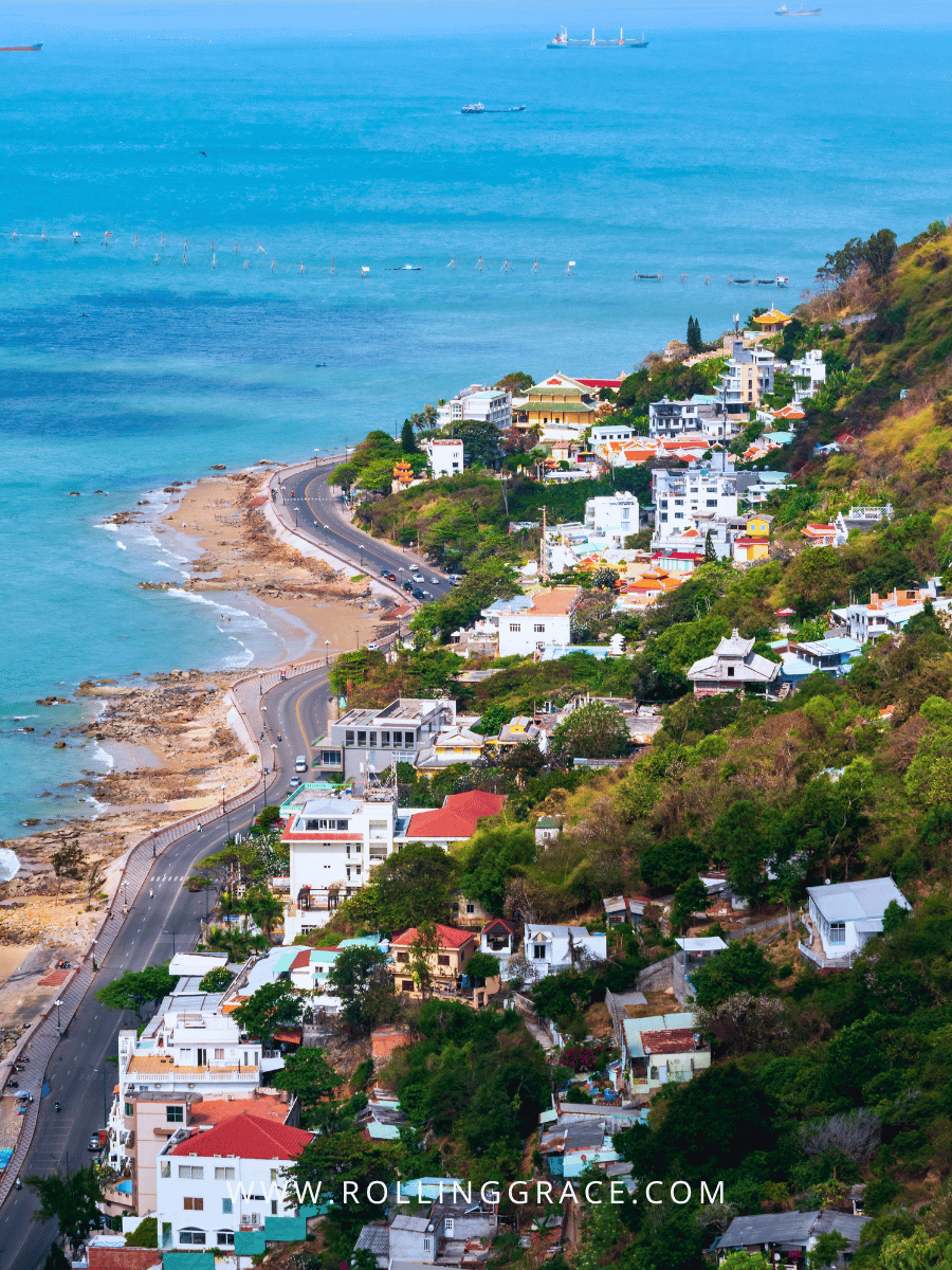 9 Best Vũng Tàu Attractions You Can't Miss in Vietnam 5 Aerial view of Núi Nhỏ Small Mountain and the Vũng Tàu coastline from the hiking trails