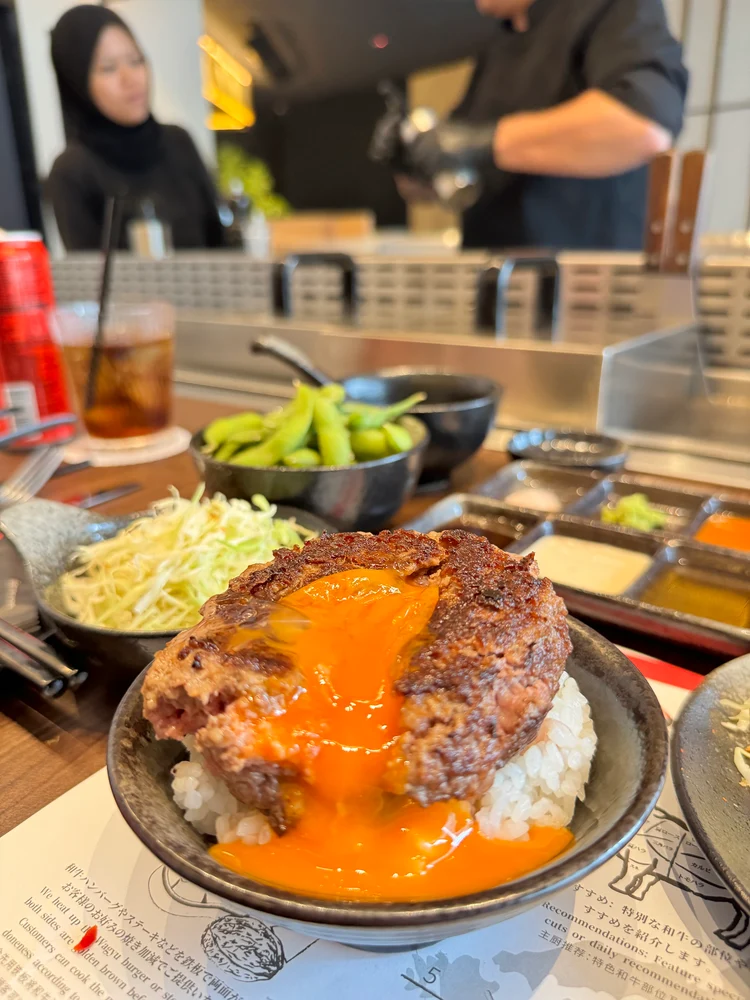 10 Best Halal Restaurants in TRX The Exchange Kuala Lumpur 3 Mittoappu Wagyu Steakhouse TRX halal A5 Wagyu hamburg with egg yolk and sizzle platter