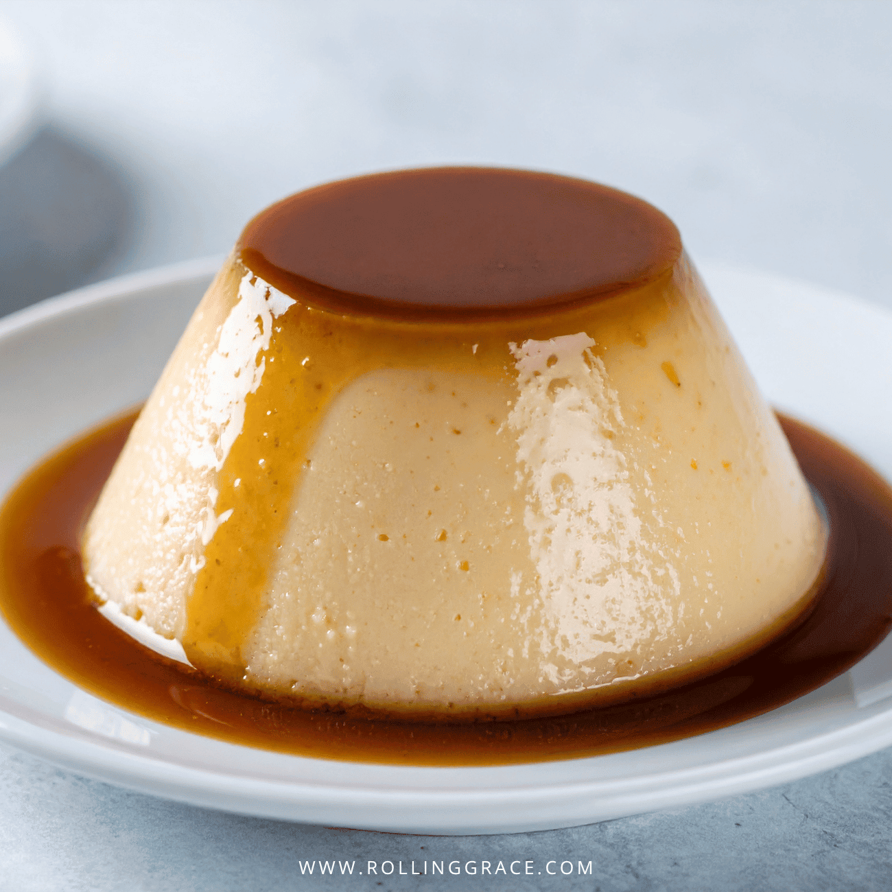 Beitou Food: 9 Best Places to Eat in Beitou, Taipei 11 Caramel pudding on a white plate at Sheme House, a dessert stop for Beitou food lovers in Taipei