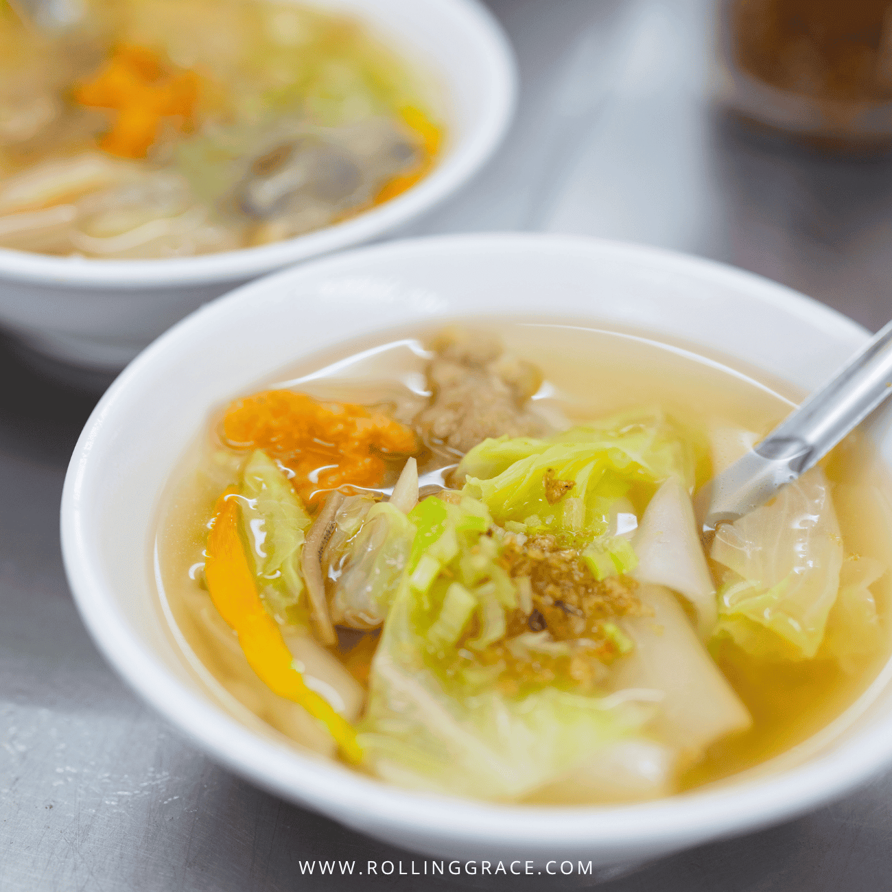 Beitou Food: 9 Best Places to Eat in Beitou, Taipei 3 Ding bian cuo rice-batter noodle soup with cabbage and carrot at Beitou Transitional Market, a Beitou food staple