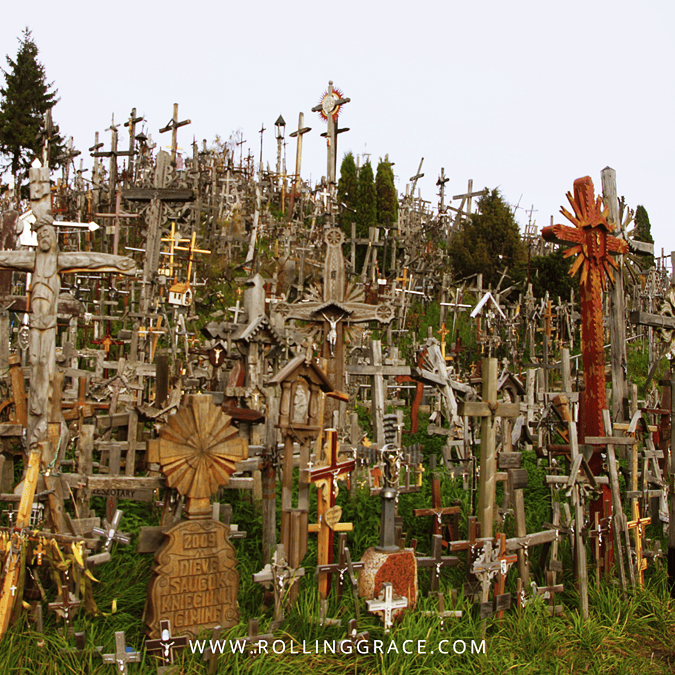 Hill of Crosses: 7 Must-See Sights and Incredible History 10 Hundreds of wooden crosses and a sun-shaped carving covering a slope at the Hill of Crosses, Jurgaičiai, Lithuania